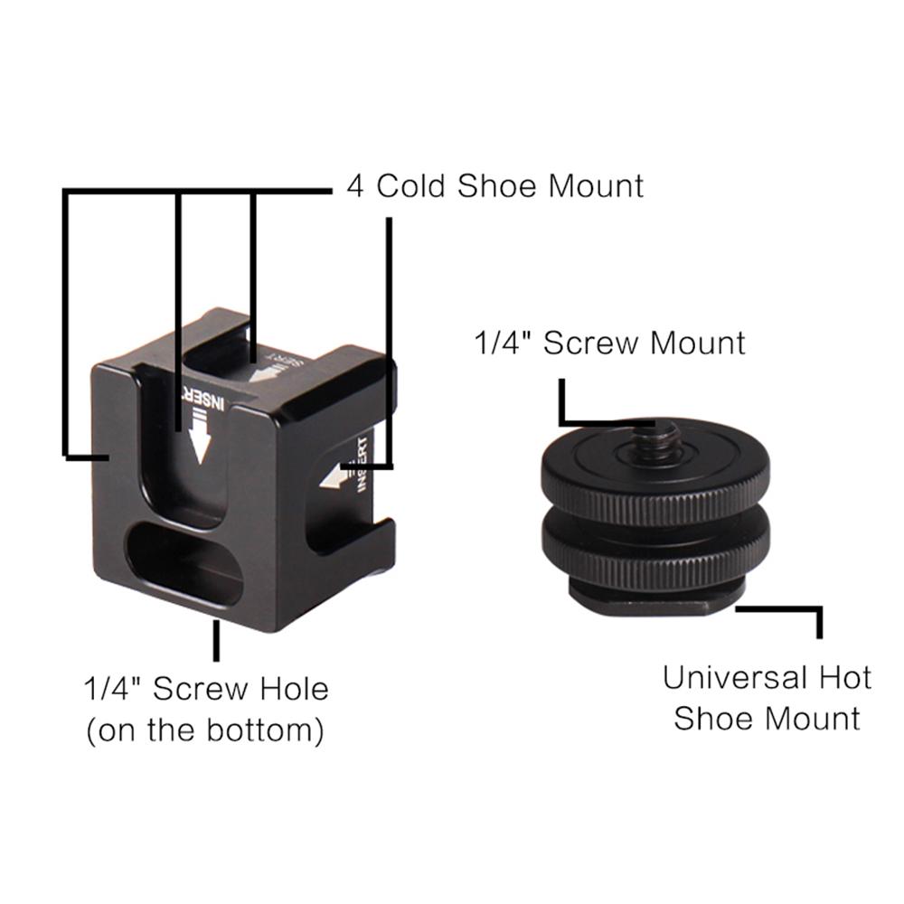 Bộ chuyển đổi giá đỡ máy ảnh bằng hợp kim nhôm đa năng với 4 giá gắn 1/4 inch