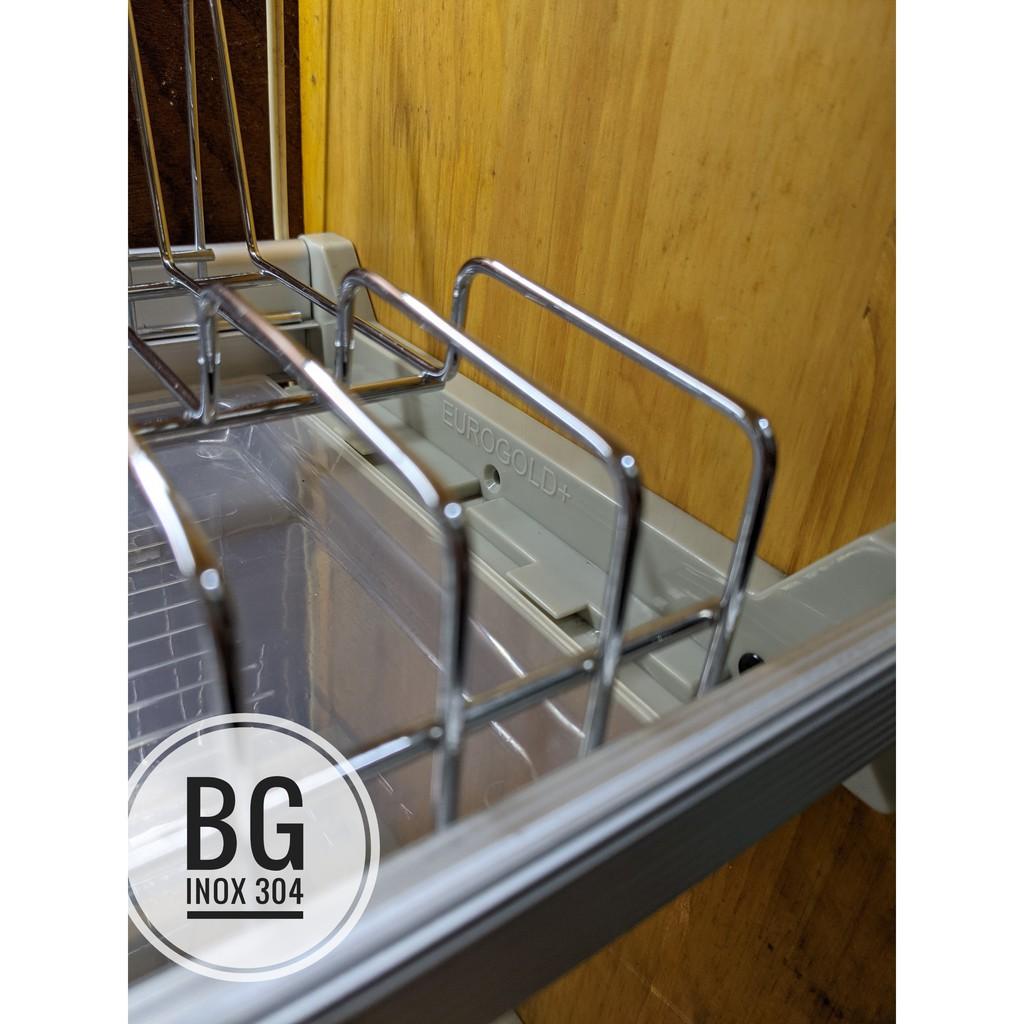 Giá bát cố định 2 tầng bằng inox nan tròn bóng, nhập khẩu của hãng Eurogold