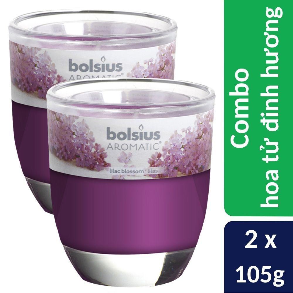 Combo 2 ly nến thơm Bolsius nhập khẩu Châu Âu Lilac Blossom 105g - hoa tử đinh hương