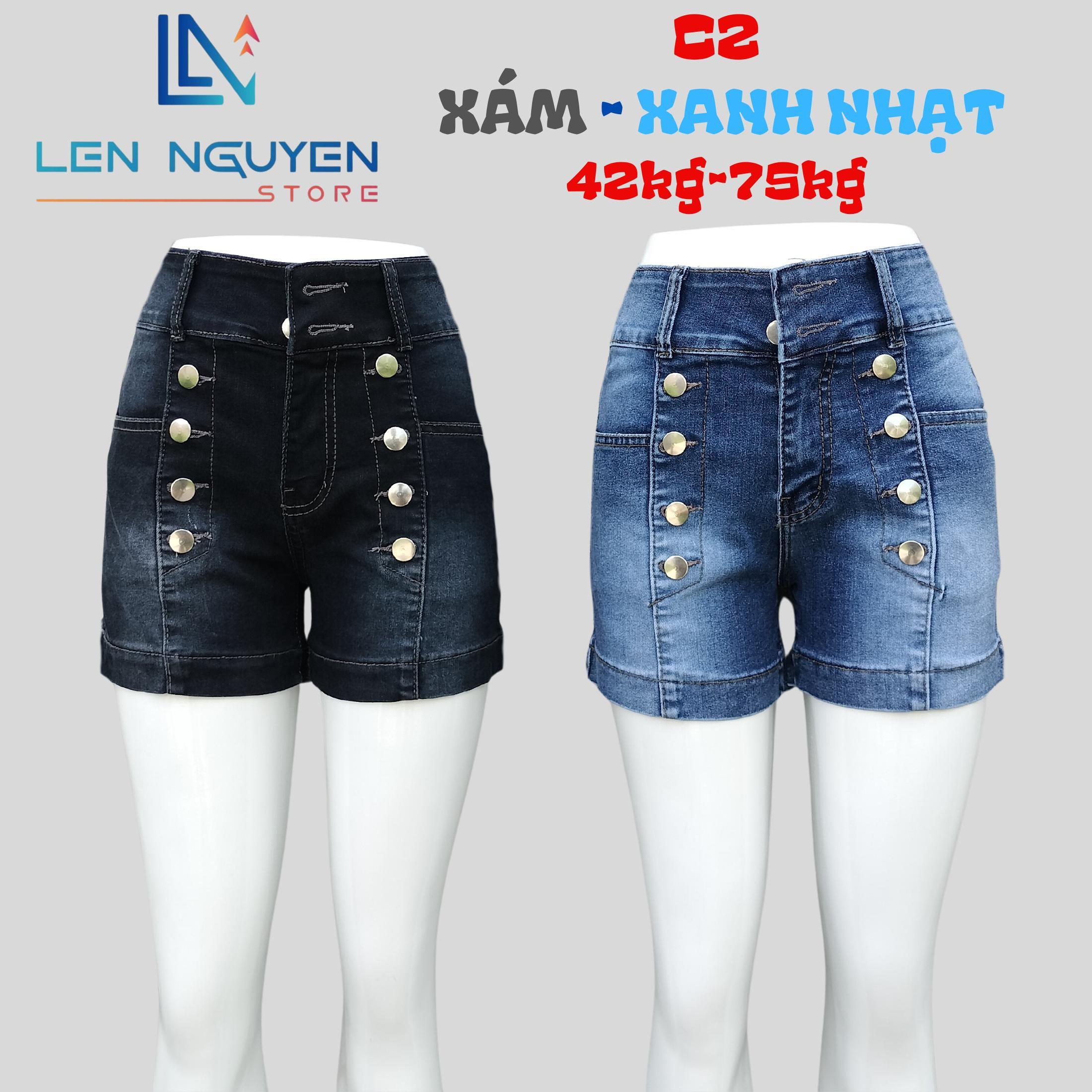 C2_Quần jean nữ, đùi, lưng cao, quần bò nữ dáng ôm, quần rin nữ có big size, cho 42kg đến 75kg - Xám