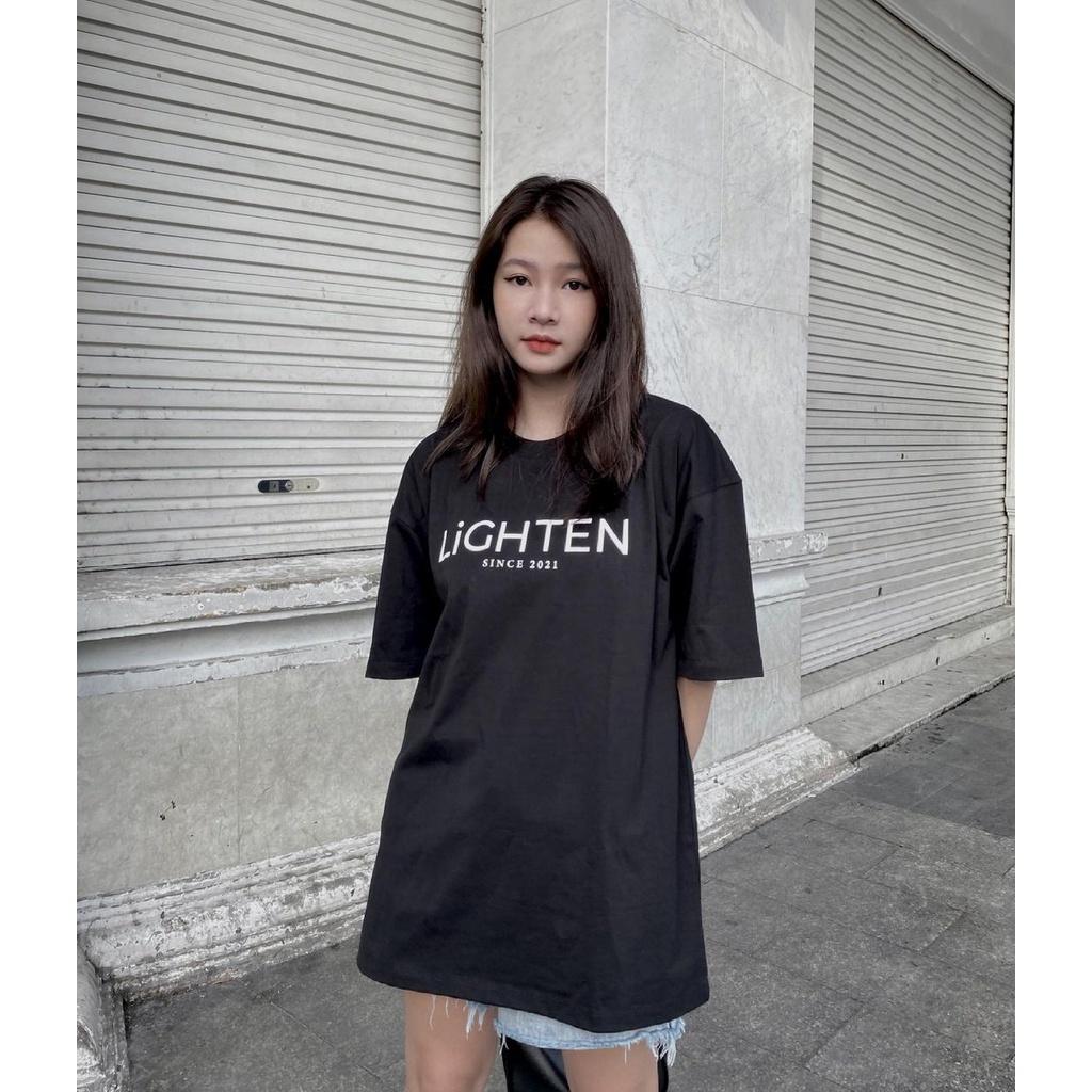 Áo thun nữ BLACKDOKI-LIGHTEN , áo phông unisex form rộng tay lỡ oversize cá tính chất cotton dày dặn