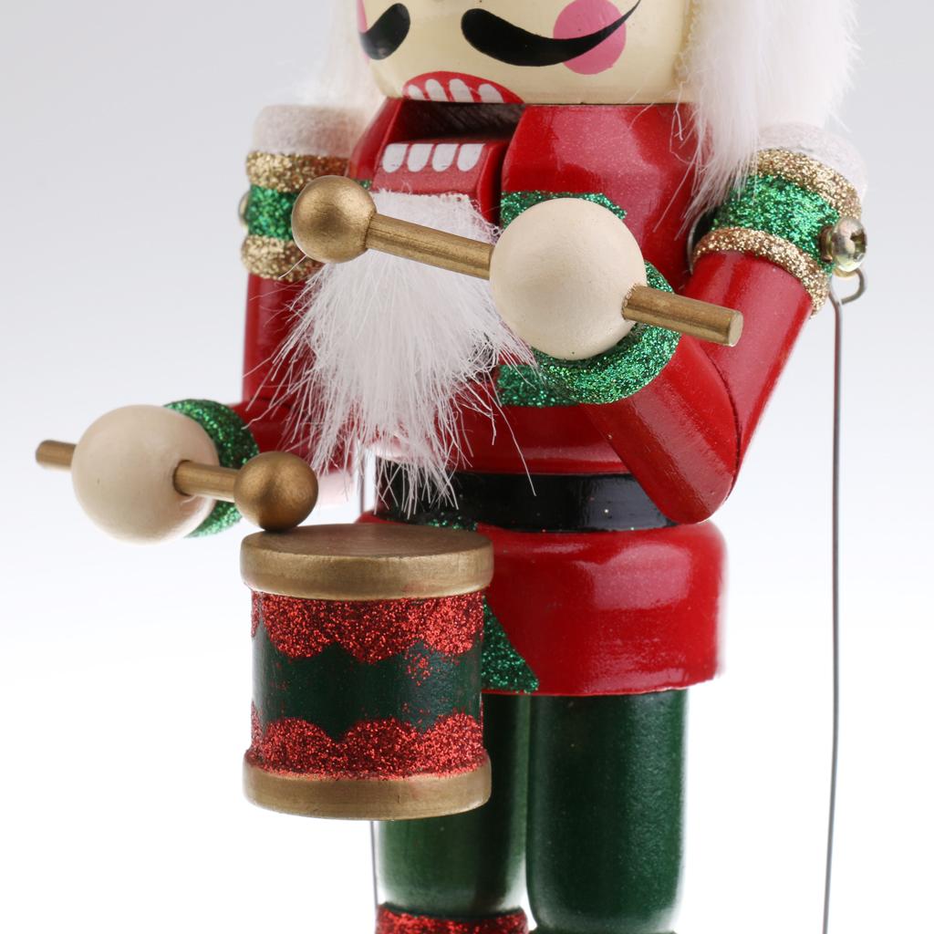 2 Pieces 32CM Wooden Nutcracker Music Box Toy Xmas Decor - Soldier & Drummer - intl