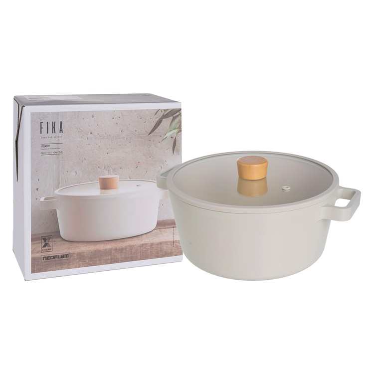 Nồi Neoflam Fika 24cm. Đường kính 24cm I Thành cao 12cm I Thể tích 3.8L I Trọng lượng 2100g I Dùng bếp từ.