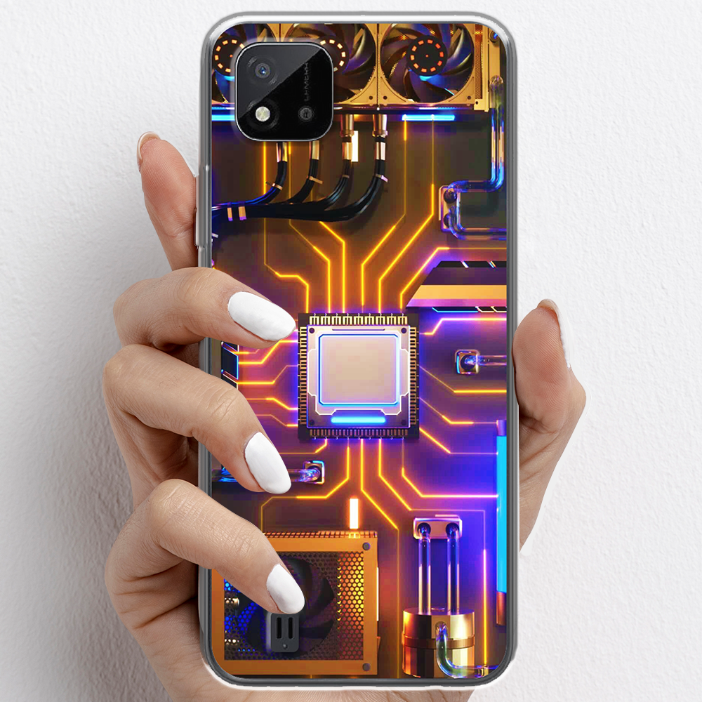 Ốp lưng cho Realme C11 nhựa TPU mẫu Chip CPU máy tính