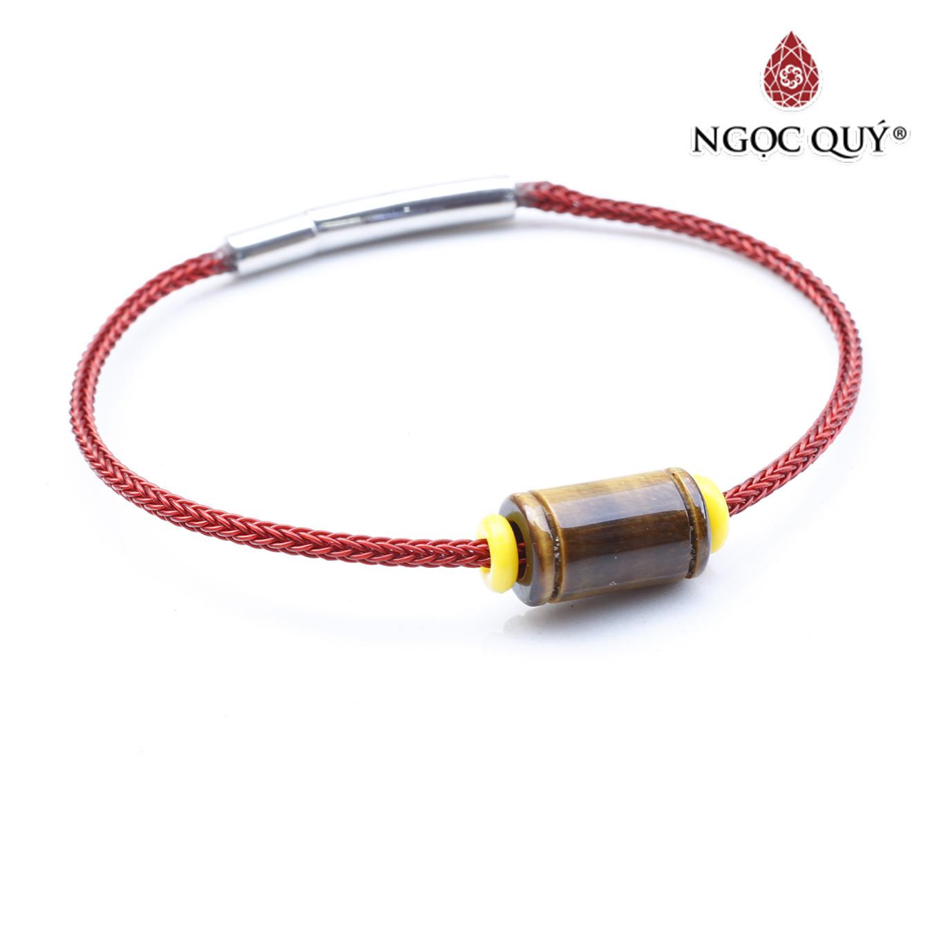 Vòng tay xỏ lu đá thạch anh mắt hổ vàng nâu mệnh thổ,kim - Ngọc Quý Gemstones