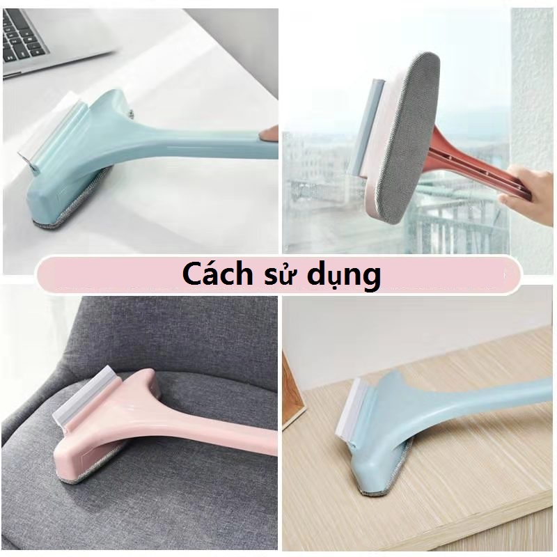 Cây lau cửa sổ gia đình, bàn chải làm sạch kính cửa sổ 2 trong 1