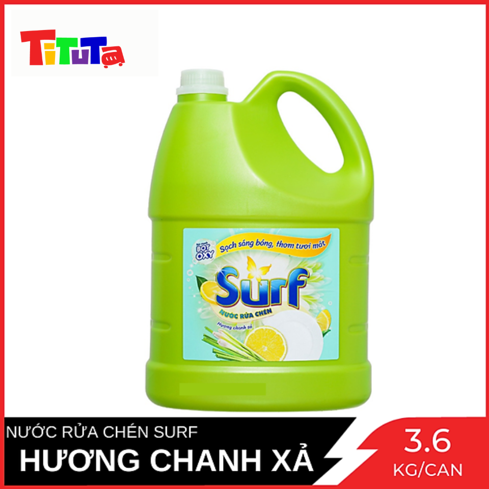 Nước rửa chén Surf Hương Chanh Sả Can 3.6 kg (Xanh)