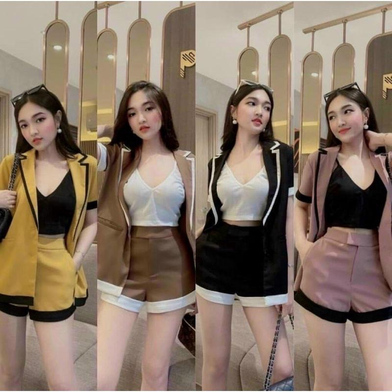 Sét vest đùi viền né kèm áo trong bozip thời trang cá tính