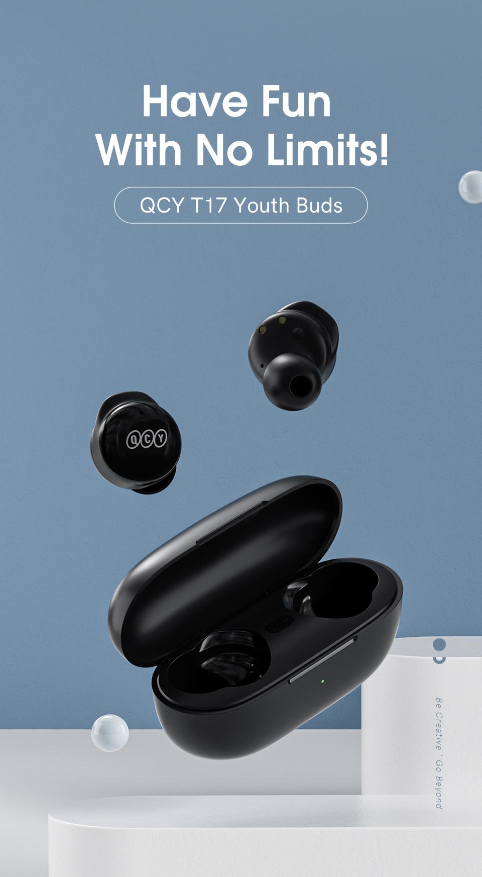 Tai nghe QCY T17 Tai nghe Bluetooth không dây thực sự Tai nghe BT5.1 HIFI Điều khiển cảm ứng Chế độ độ trễ thấp Tai nghe ENC Thời gian chờ dài 26 giờ Màu sắc: QCY T17 ĐEN