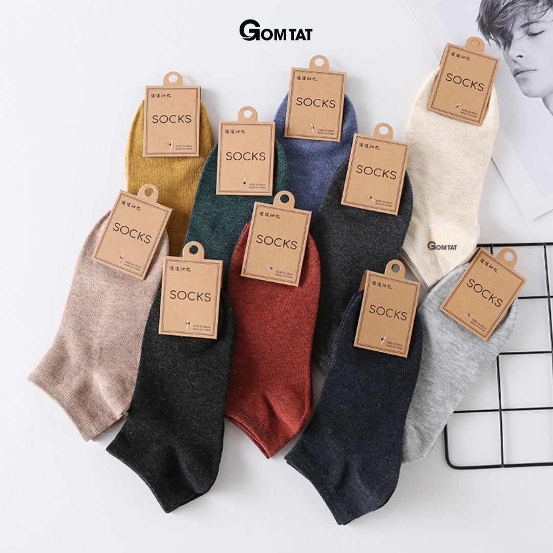 Set 10 Đôi Tất Cổ Ngắn Nam Nữ Chất Liệu Cotton Thoáng Mát Êm Chân - CB023