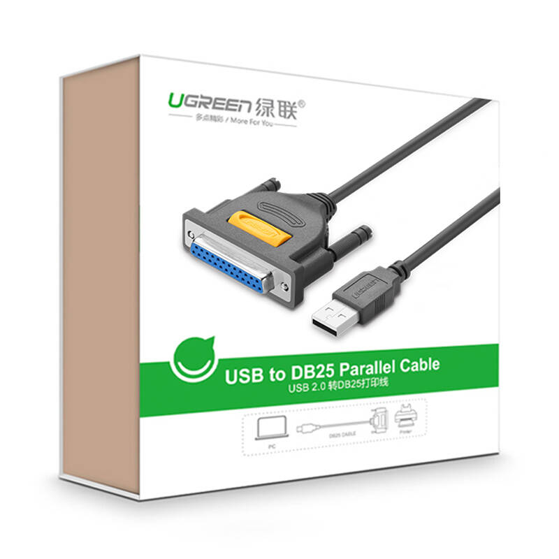 Dây máy in USB sang DB25 Parallet dài 1.8m UGREEN 20224 - Hàng chính hãng