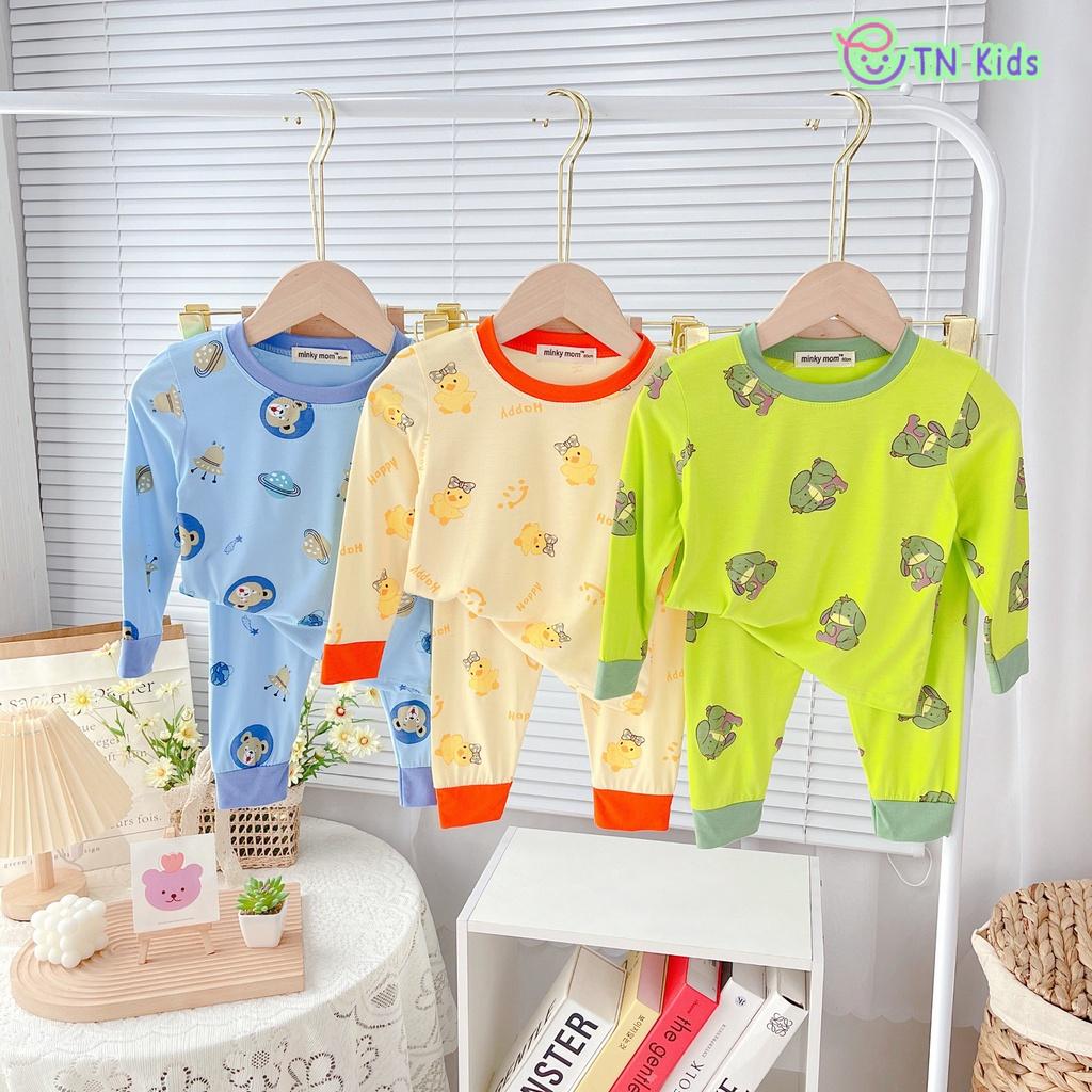 Bộ Dài Tay Thun Lạnh In Toàn Thân Viền Màu Mềm Mịn Thoáng Mát Hàng Chuẩn Loại 1 cho bé trai bé gái