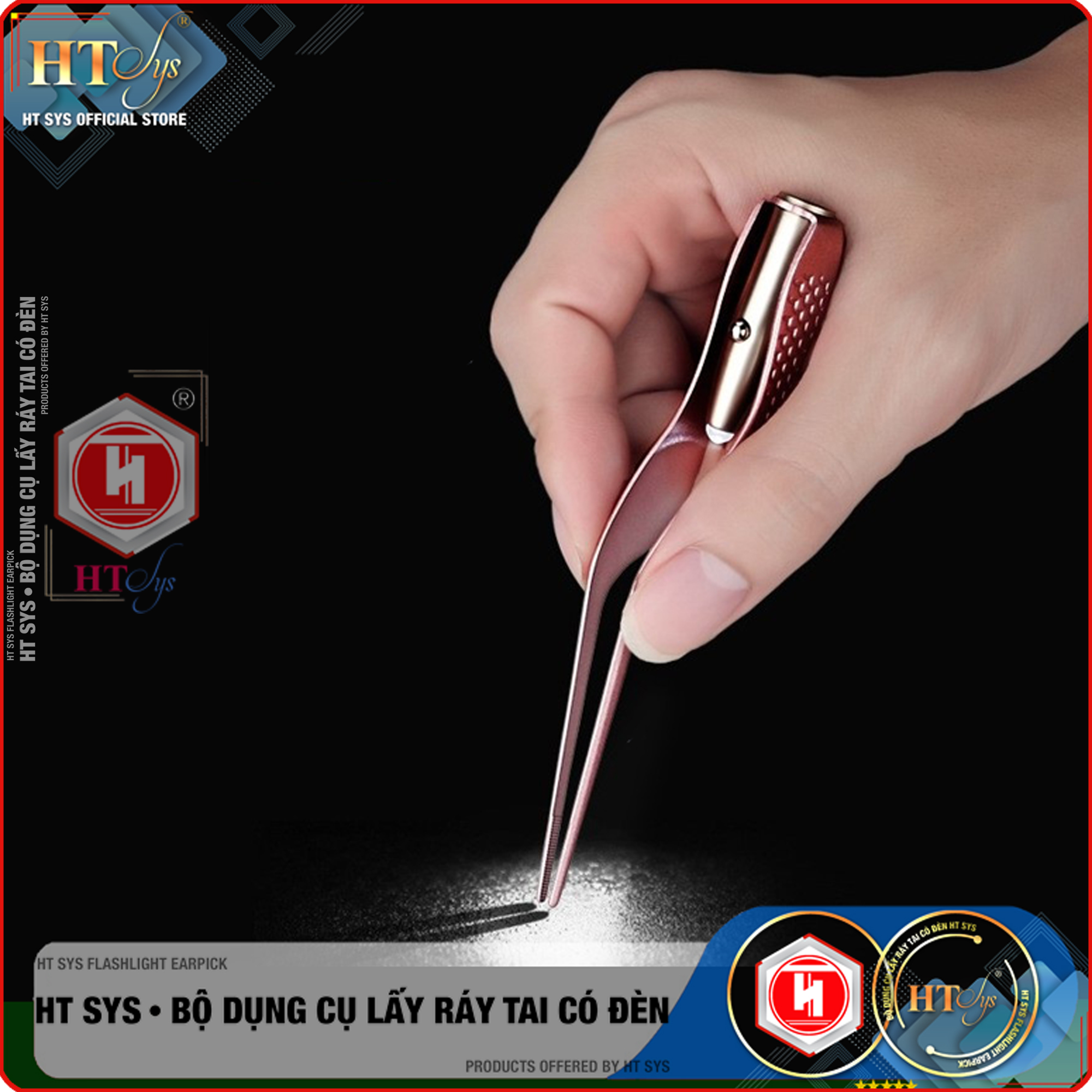 Bộ Dụng Cụ Lấy Ráy Tai - Ngoáy Tai HT SYS Flashlight Earpick  - Bộ Lấy Ráy Tai Tích Hợp Đèn Led Cao Cấp - An Toàn Và Tiện Lợi Cho Bé