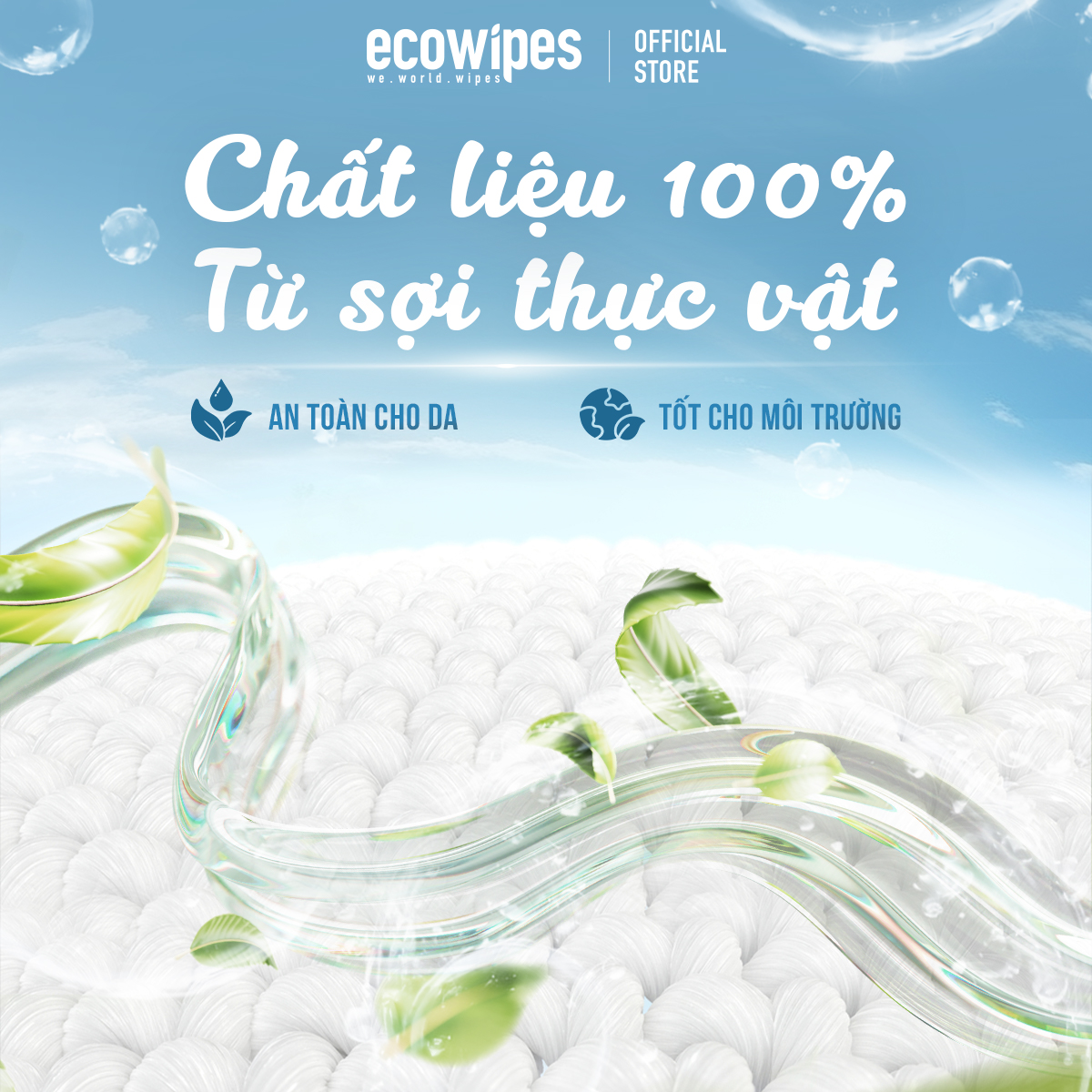 Khăn Ướt Flushable EcoWipes Gói 60 Tờ Khăn Lau Vệ Sinh Tự Phân Hủy Trong Nước