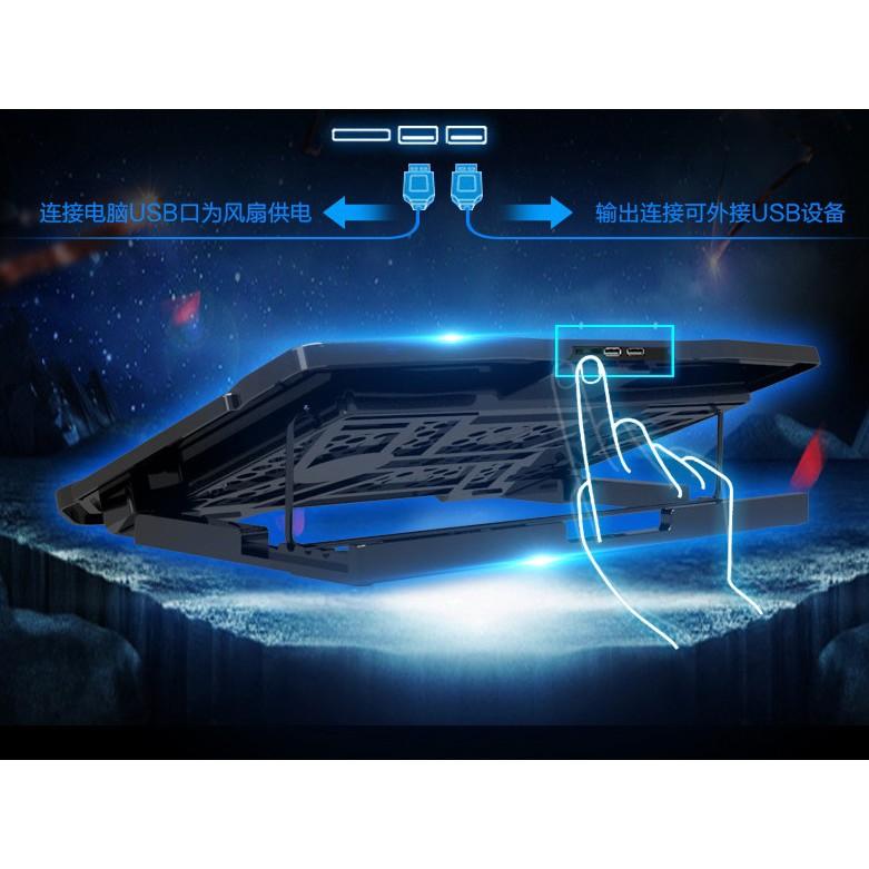 Đế Tản Nhiệt Nuoxi H9 Cho Laptop, Macbook Với 2 Cổng USB 6 Cánh Quạt Tản Nhiệt Êm Ái