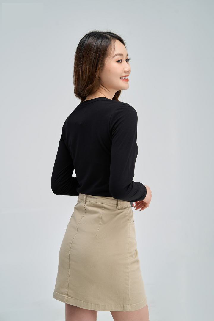 <BST Mới> Áo thun giữ nhiệt nữ dài tay cổ tròn Vicci vải Premium Cotton cao cấp co giãn, mềm mịn ôm dáng nhiều màu