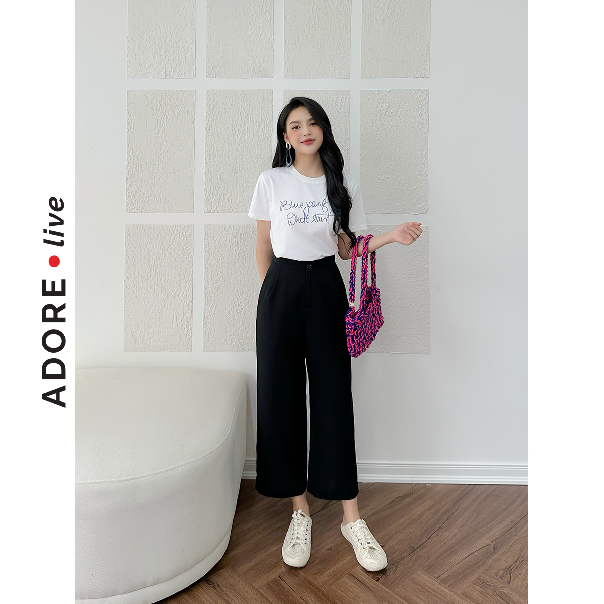 Quần Culottes casual style tuytsy đen và nâu lửng 323TR2009 ADORE DRESS