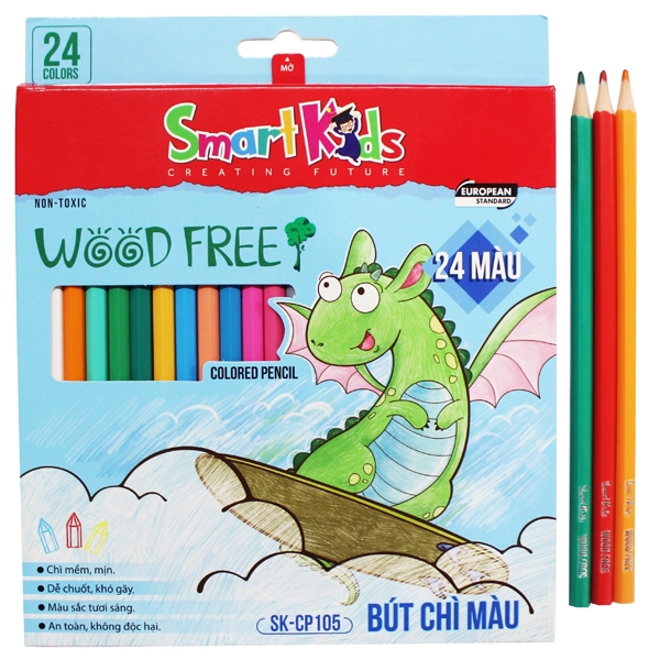 Bút Chì Màu Smart Kids 24 Màu Wood Free SK-CP105