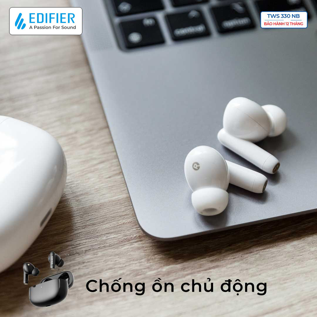 Tai nghe bluetooth Edifier TWS 330 NB Đàm thoại khử ồn ENC Chống ồn chủ động mức cao - Hàng chính hãng