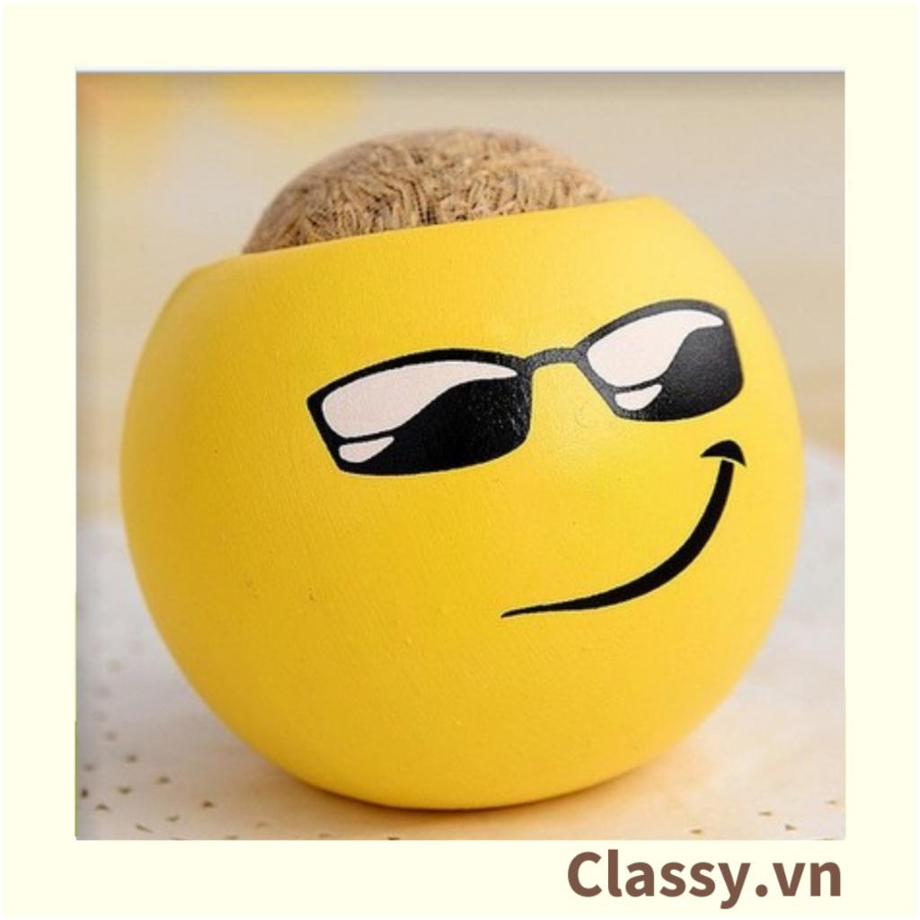 Chậu cây cảnh mini hình mặt cười vui đáng yêu, Emojji đẹp, chậu cây hình em bé baby xinh, tặng kèm đất và hạt giống cỏ