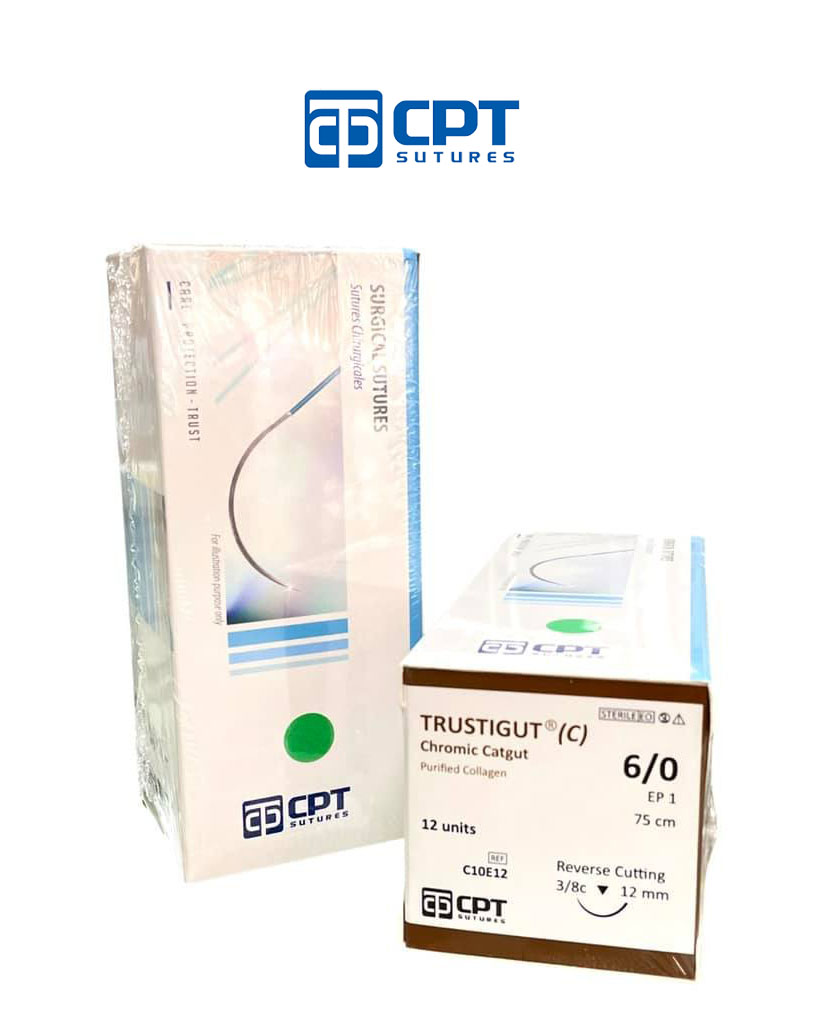 Chỉ phẫu tự tiêu tan chậm CPT Trustigut (C) Chromic Catgut số 6/0 - C10E12