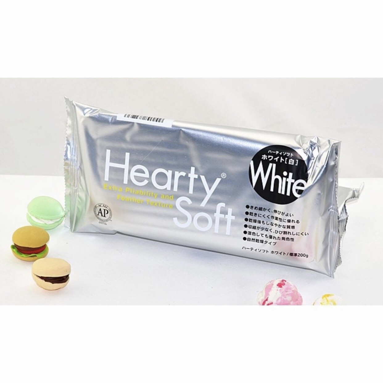 Đất Sét Nhật CAO CẤP Tự Khô Hearty Soft White 200gr - Làm hoa, nặn tượng chibi