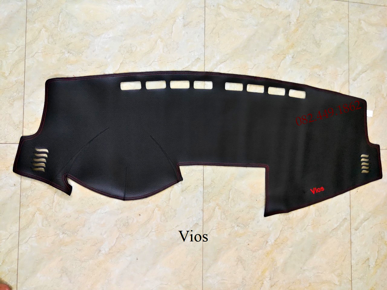 Thảm Taplo Xe Toyota Vios 2014-2018 loại da dày cao cấp 3 lớp chống trượt Da Carbon đen