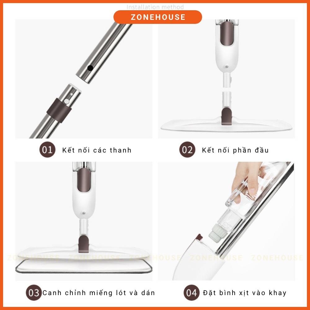 Chổi Lau Nhà Xịt Nước Dạng Đứng Aurora ZoneHouse, Cây Lau Nhà Thông Minh, Cao Cấp, Tiện Lợi ZONESHOP