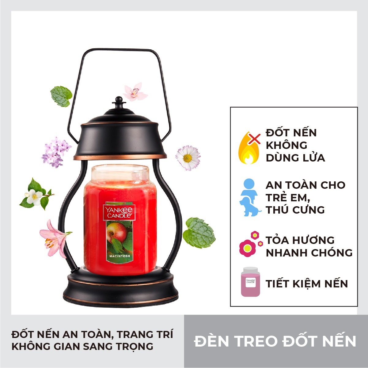 Đèn treo đốt nến Goose Creek - Bronze Black