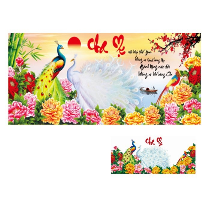 Tranh đính đá Công ơn Cha Mẹ - khách tự đính đá