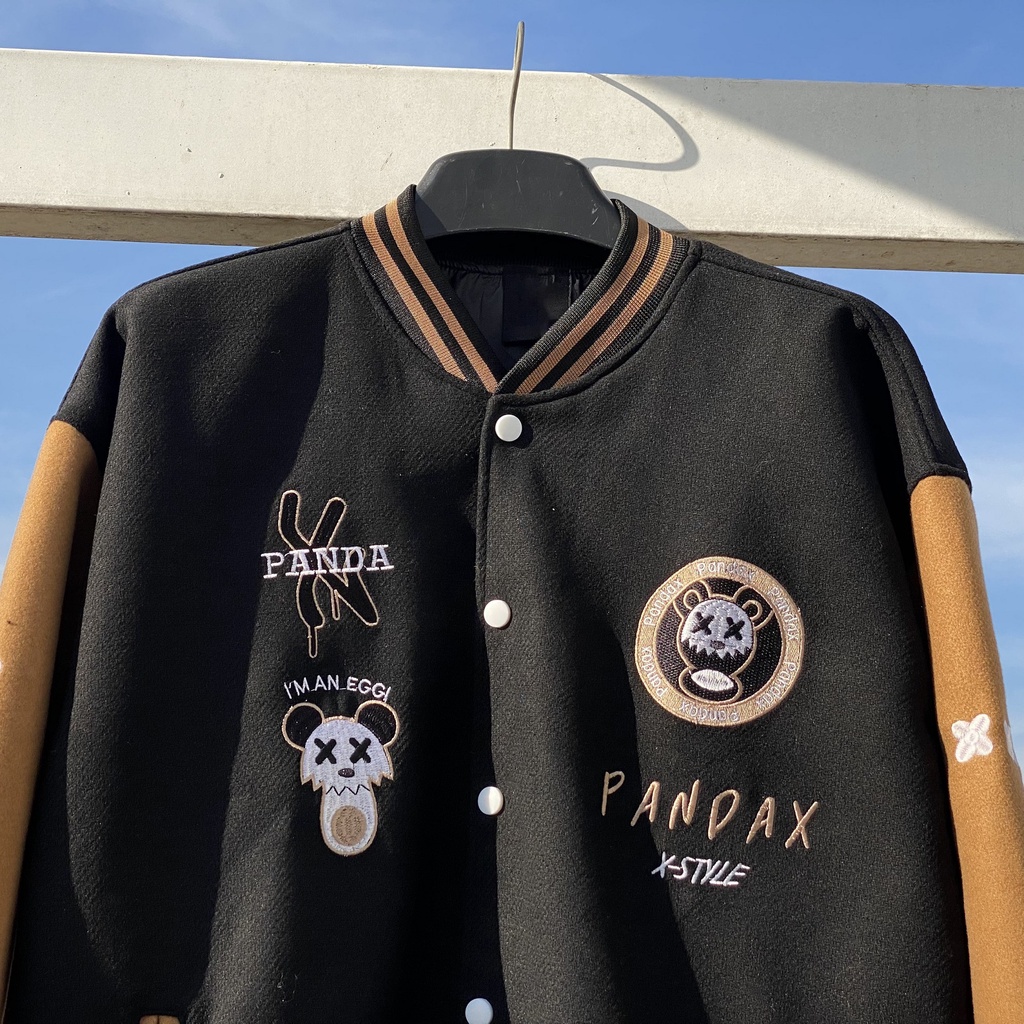 Áo khoác bomber pandax unisex , varsity jacket nam nữ chất dạ ép 2 lớp , vasity bóng chày local brand unisex - Gin Store
