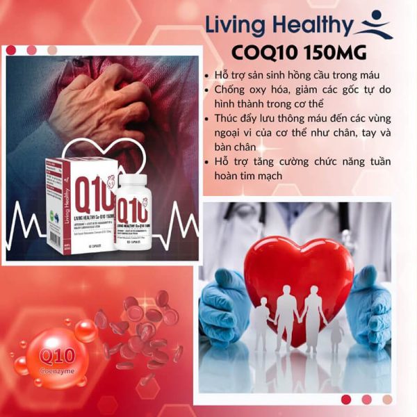 Viên uống Living Healthy CoQ10 150mg hỗ trợ sức khỏe tim mạch (Hộp 60 viên)