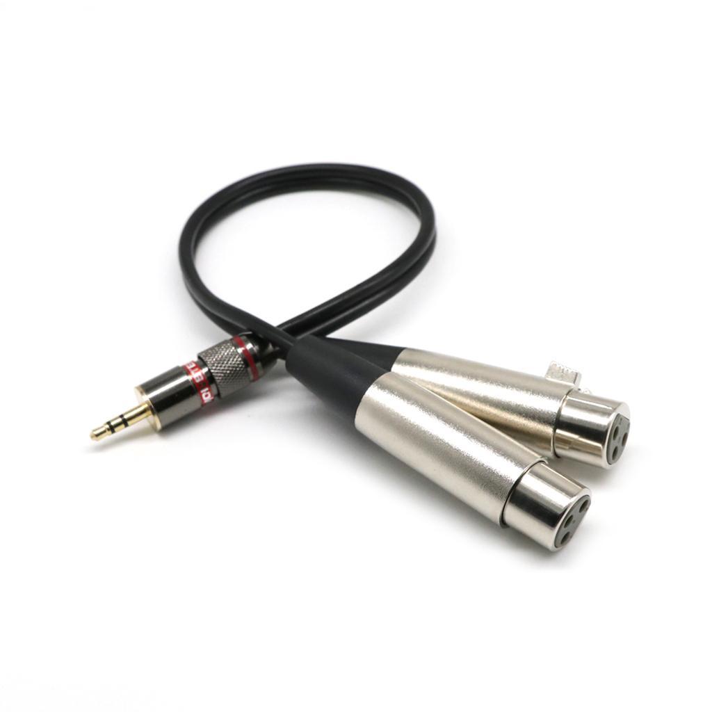 1/8" 3.5mm Jack to Dual XLR Female Y Stereo Microphone Audio Cable Cord