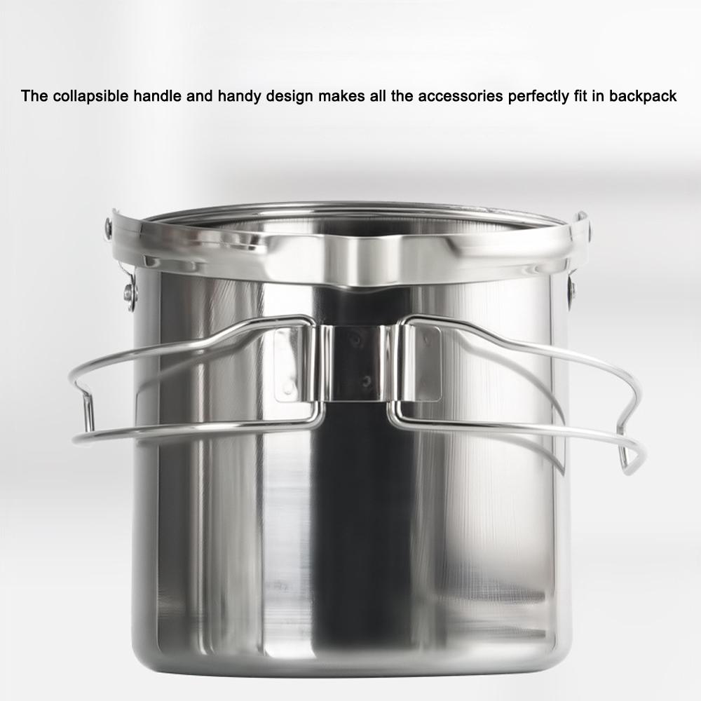 5pcs Camping Cookware Set Outdoor Portable Picnic Cookware Kit Stainless Steel Travel Tableware Cooking Accessory