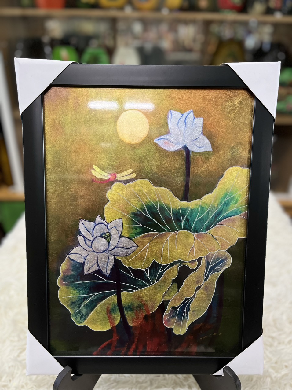 Tranh sơn mài vẽ màu kết hợp dát vàng/ bạc, hàng xuất khẩu 34x45cm ( kèm khung)