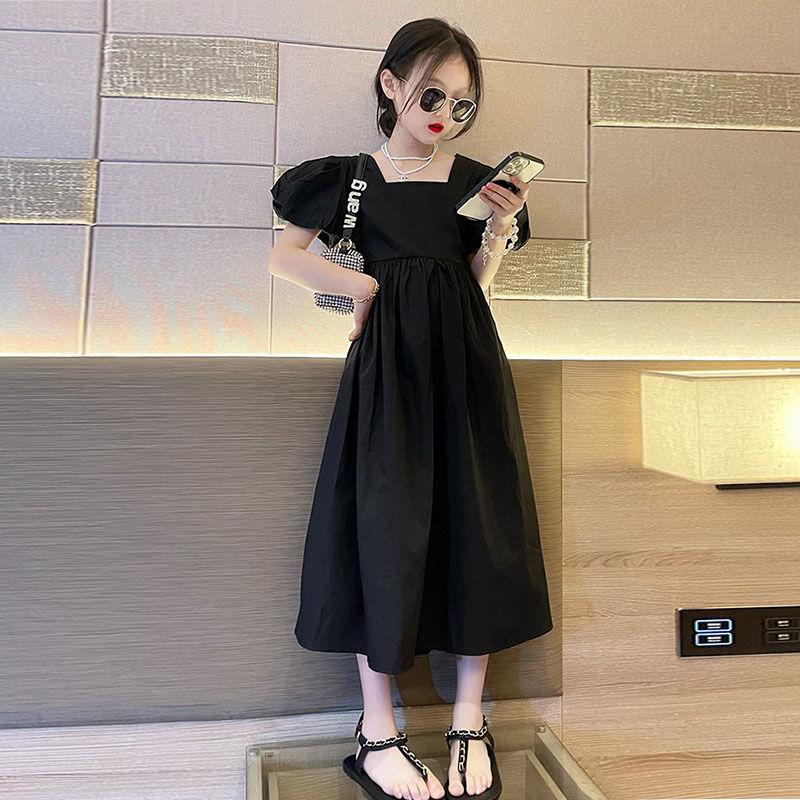 DONGSHOP HOT Cô gái ăn mặc mùa hè 2023 vừa lớn bé váy cô gái mỏng mùa hè ăn mặc phong cách phương Tây thời trang đầm dài cho trẻ em
