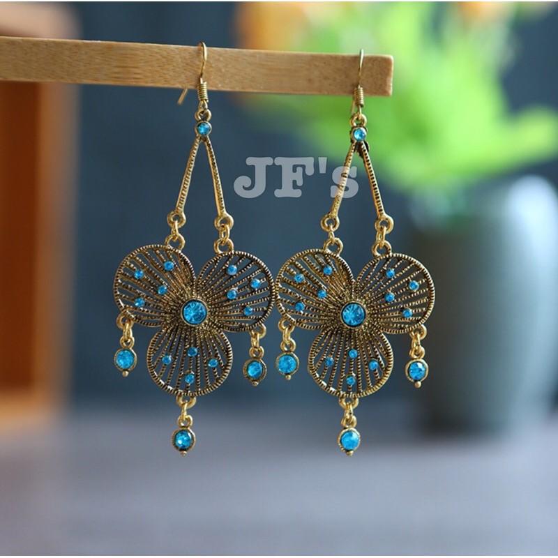 16H09 Hoa tai nữ kiểu thả phong cách bohemian, bông tai thời trang nữ JF's