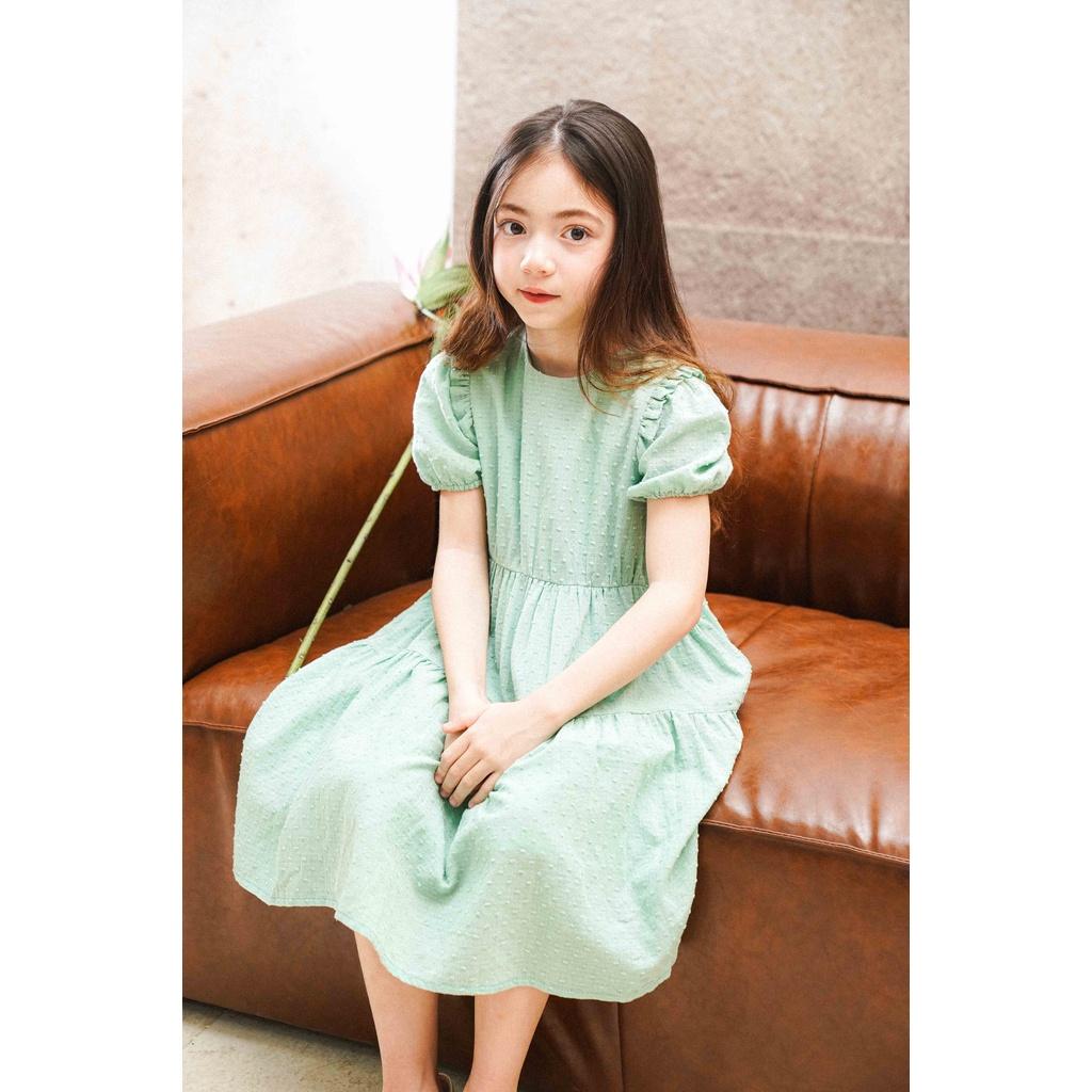 Váy bé gái CRABIE babydoll cộc tay bèo nhún công chúa xinh xắn cho bé từ 3,4,5,6,7,8,9,10 tuổi - Suzy dress - Xanh mint