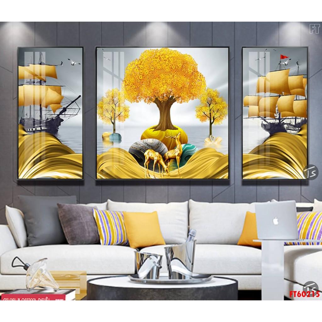 [ Tranh bộ 3 đồng giá ] Canvas và Bóng Gương, bộ trang mang tài lộc lại cho gia đình