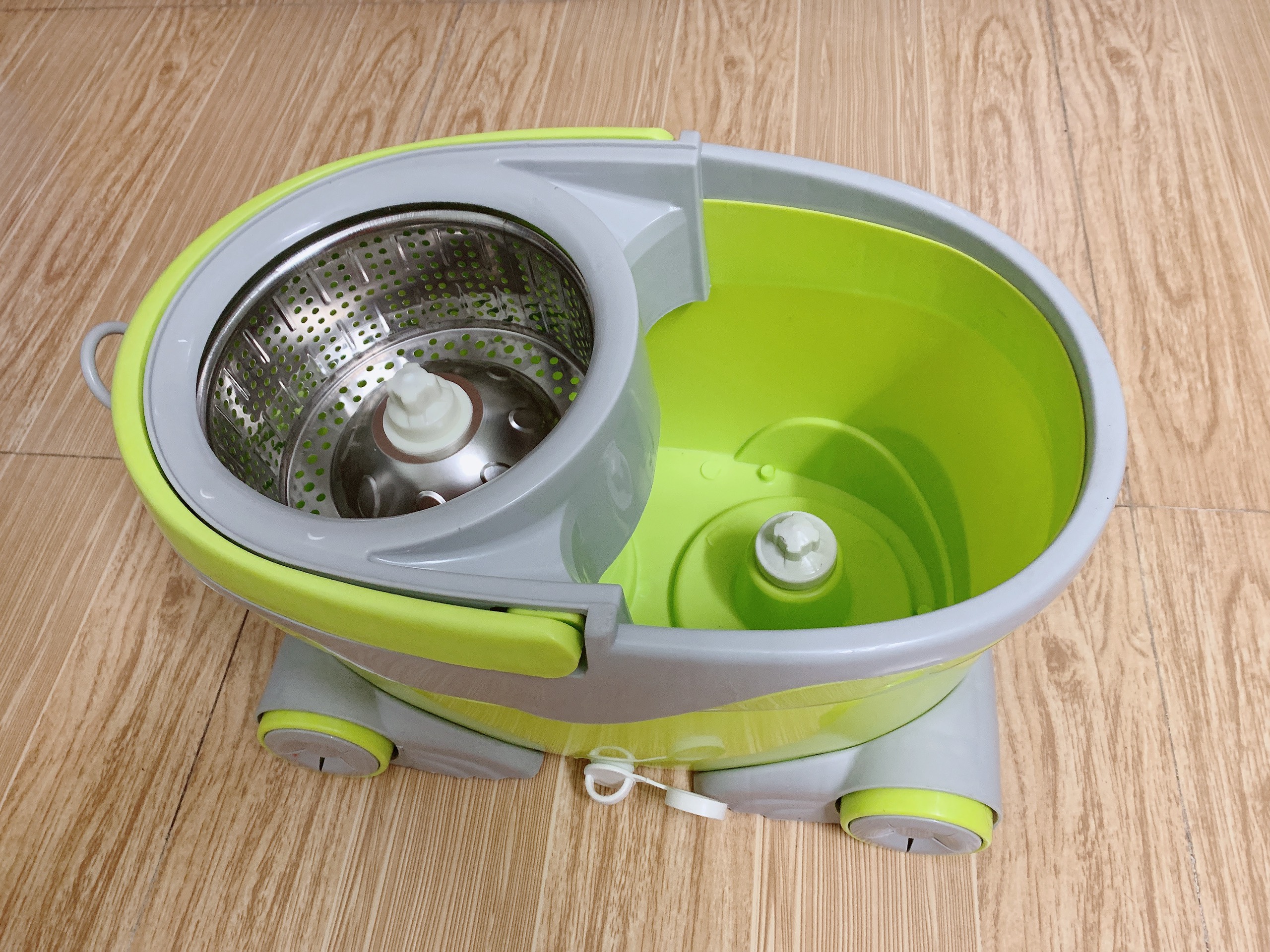 BỘ LAU NHÀ 360 CAO CẤP, THÔNG MINH - INOX, CÓ BÁNH XE, TẶNG KÈM BÔNG LAU
