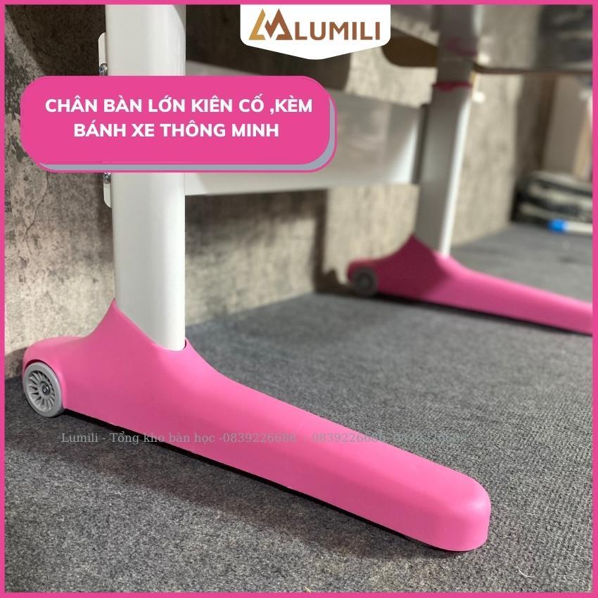 Bàn học chống gù chống cận lumili ABC house mặt bàn gỗ tự nhiên cao cấp bàn ghế học sinh thông minh