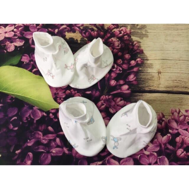 Bao tay bao chân sơ sinh Miomio dày bo chun 100% cotton