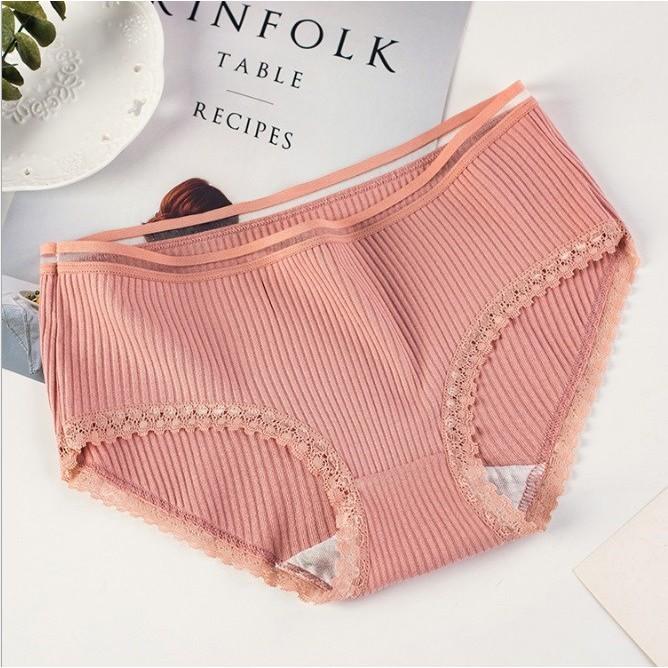 Quần lót nữ đẹp ️️ Quần lót cotton gân tăm viền ren siêu thoáng mát, sexy, gợi cảm