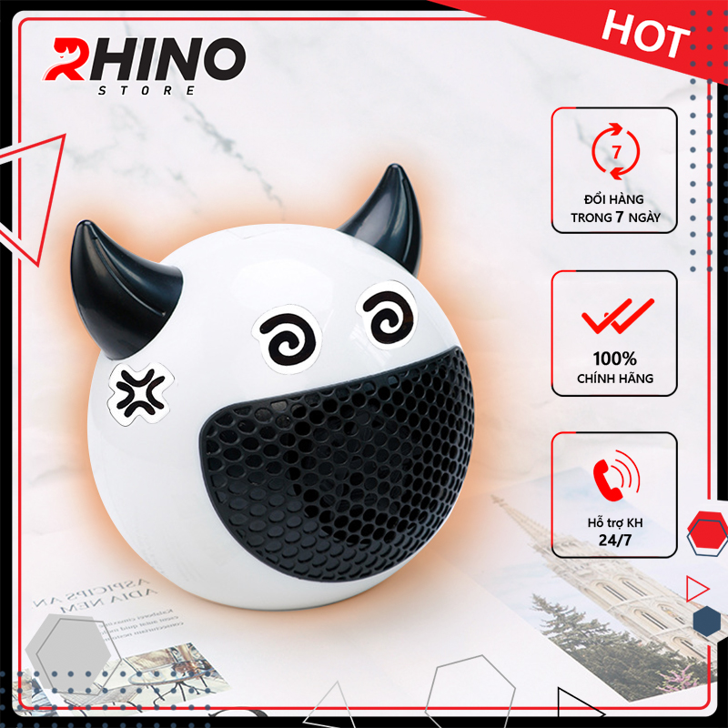 Máy sưởi ấm mùa đông mini Rhino W201 - quạt sưởi tiểu quỷ để bàn văn phòng, kèm bộ sticker cảm xúc tùy chỉnh - Hàng chính hãng