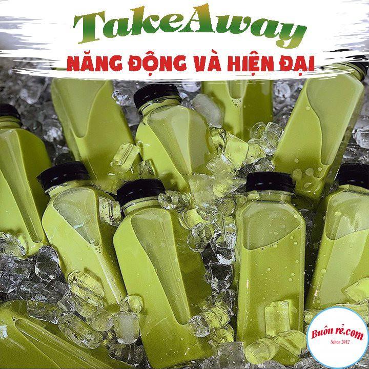 Chai nhựa vuông nắp đen 330ml, 450ml Việt Nhật - Chai đựng trà sữa, trà thái