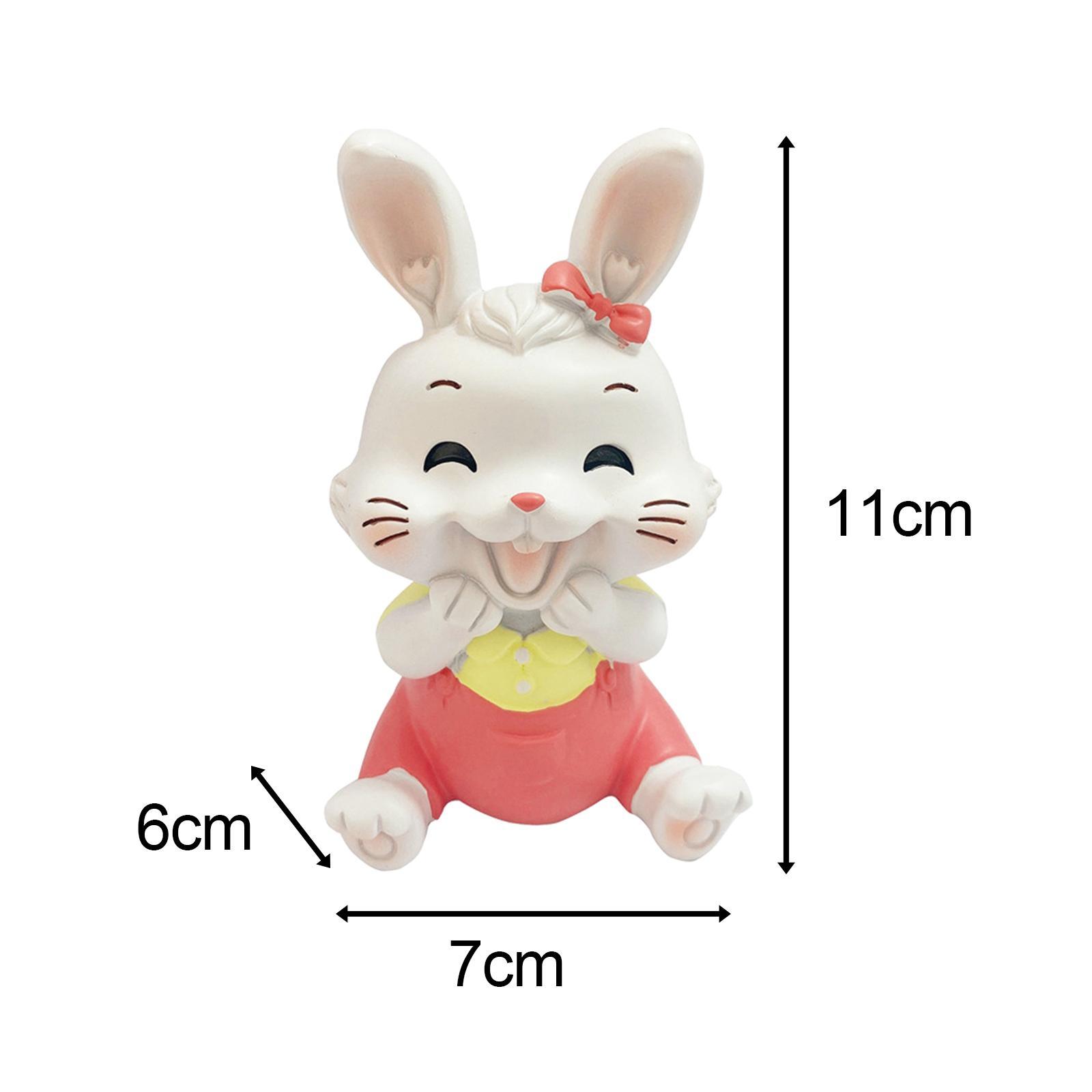 2 Rabbit Statue Animal Figures Art Sculpture for Office