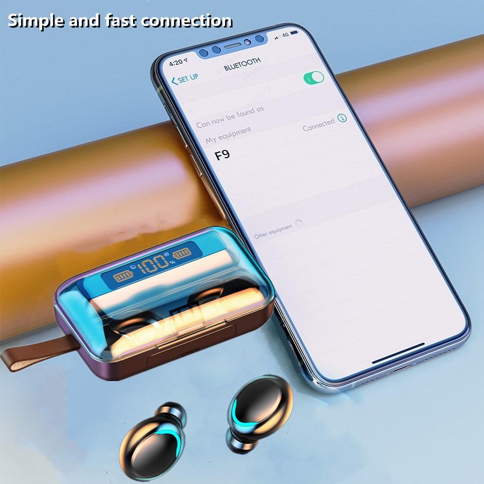 Mới F9 TWS Không Dây Tai Nghe In-Ear Bluetooth Tai Nghe Tai Nghe Âm Thanh Nổi Với Hộp Sạc Micro Cho Điện Thoại Thông Minh