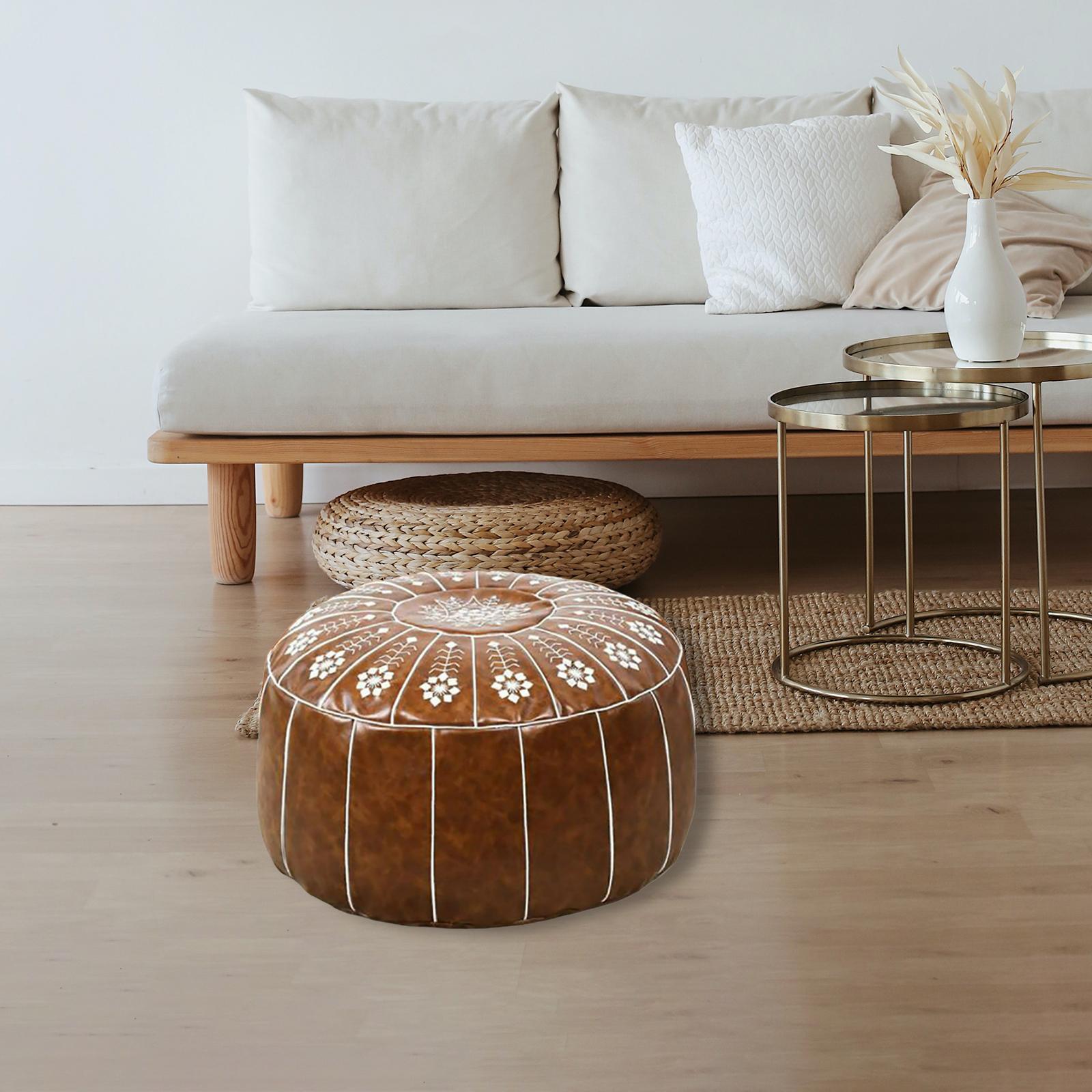 21inch Unstuffed Footstool Pouf Cover Morrocan Pouf Ottoman Cover for Bedroom Decor