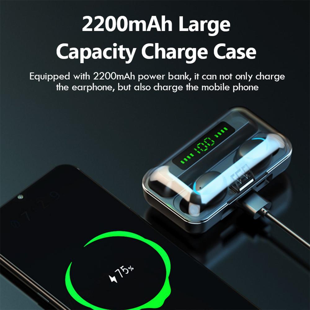 TWS F9 Tai Nghe Chụp Tai V5.0 Stereo Tai Nghe Không Dây Thể Thao Bluetooth Chống Nước-Tai Nghe Dùng Mini Điều Khiển Cảm Ứng Loại Bỏ Tiếng Ồn