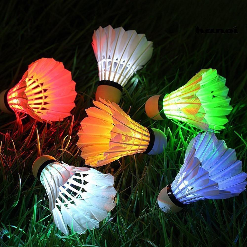 7Pcs LED Glowing Light Up Badminton Set Shuttlecock Birdies Night Lighting Ball